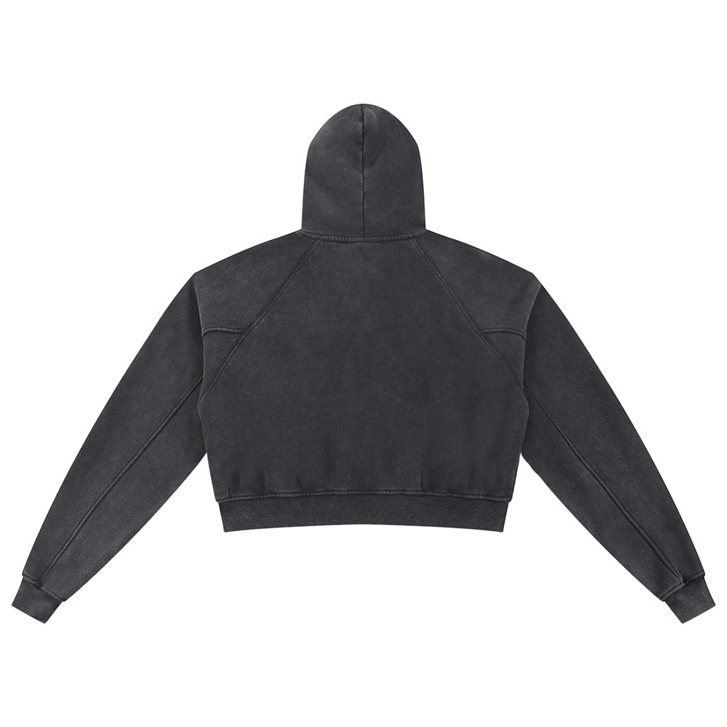 Kooter Kat Snow Washed Cropped Hoodie