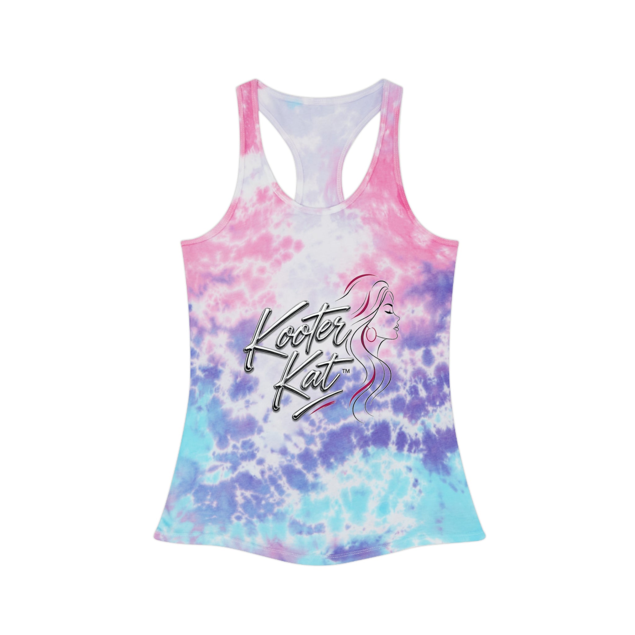 Tie Dye Racerback Tank Top — 'Kooter Kat' Graphic Summer Tank