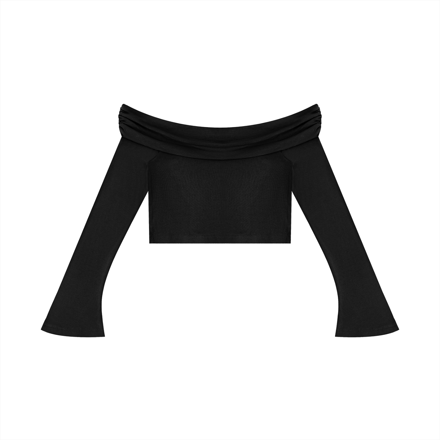 Kooter Kat Off-the-Shoulder Bell Sleeve Crop T-Shirt