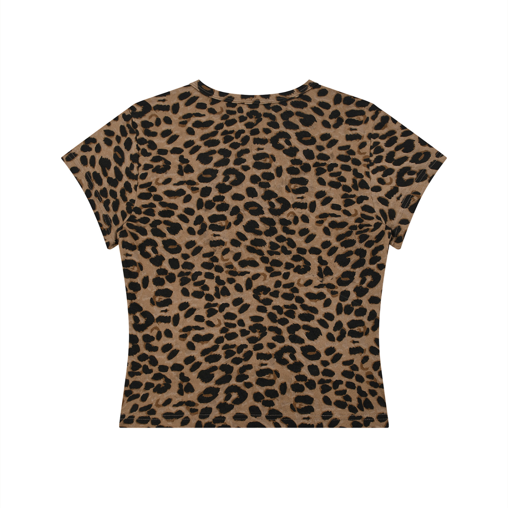 Kooter Kat Leopard Print Crop T-Shirt