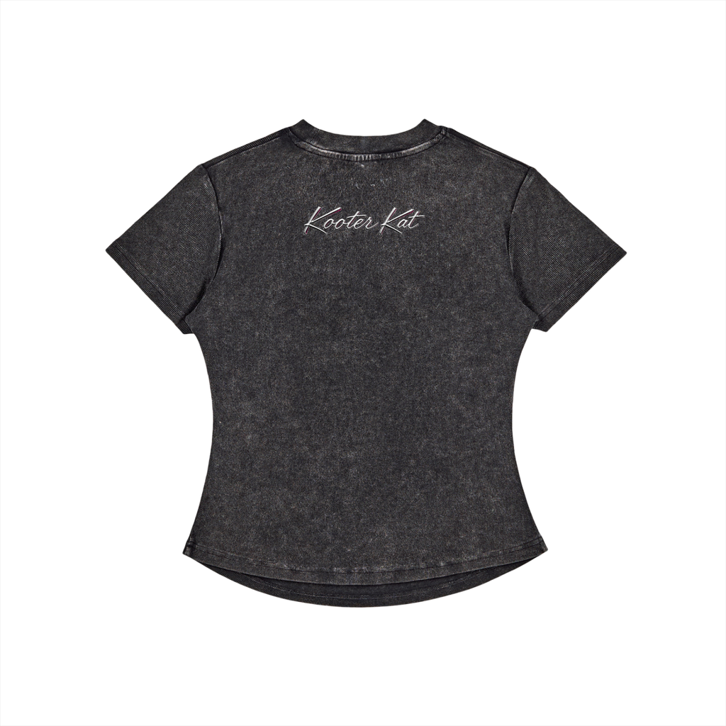 Kooter Kat Vintage Washed Bodycon Cotton T-Shirt
