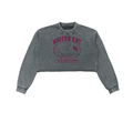 KKU Snow Washed Raw Edge Cropped Sweatshirt