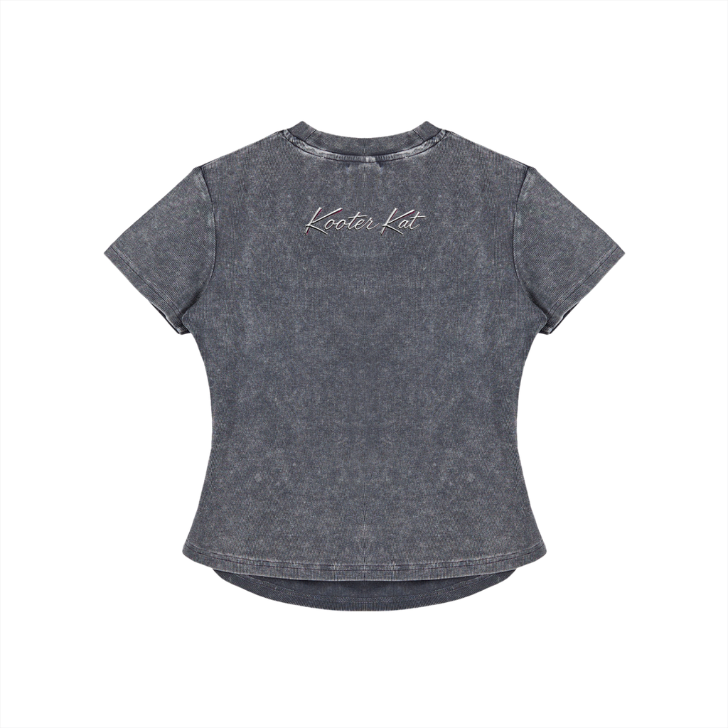 Kooter Kat Vintage Washed Bodycon Cotton T-Shirt