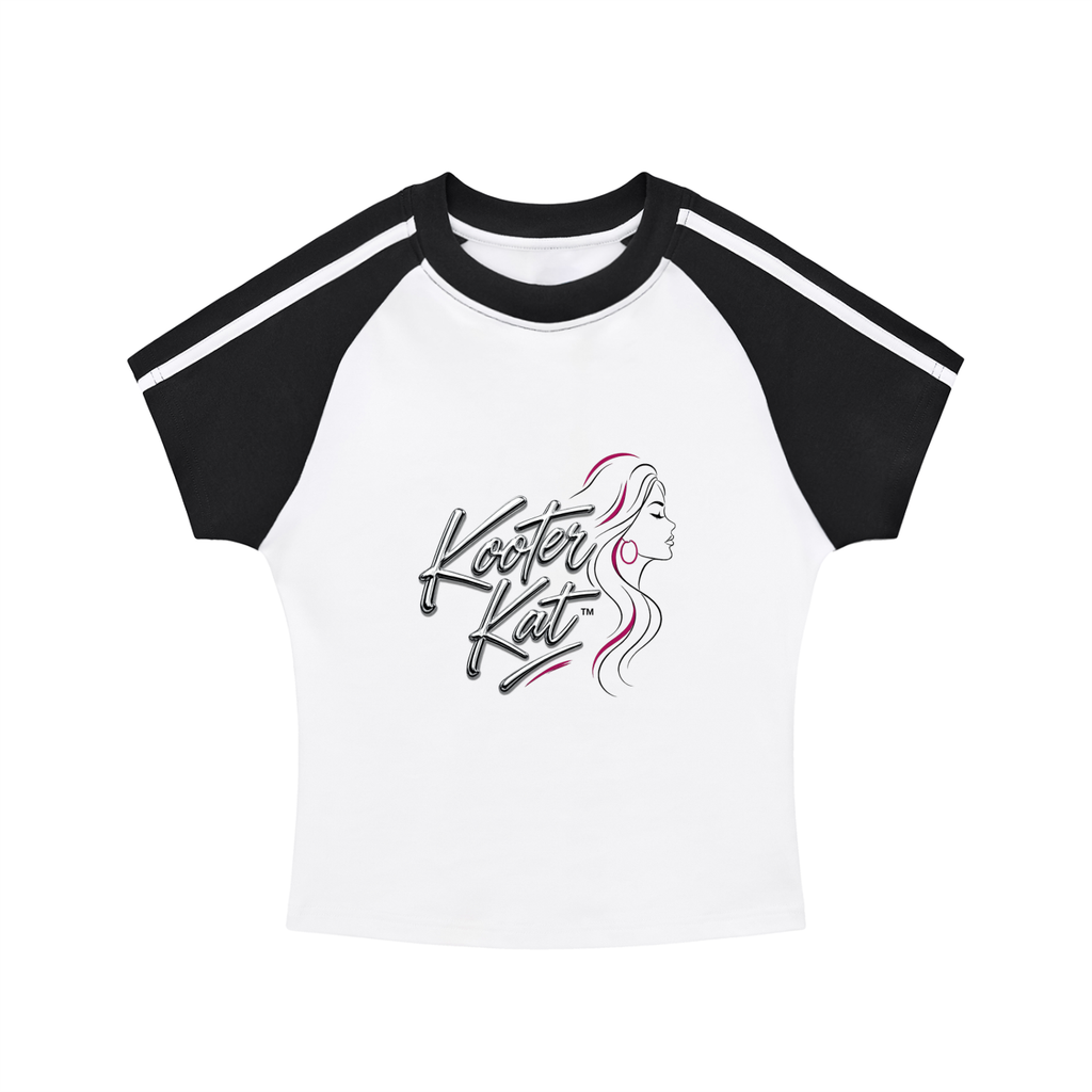 Kooter Kat Contrast Stripes Bodycon Raglan  Sleeve T-Shirt