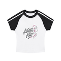 Kooter Kat Contrast Stripes Bodycon Raglan  Sleeve T-Shirt