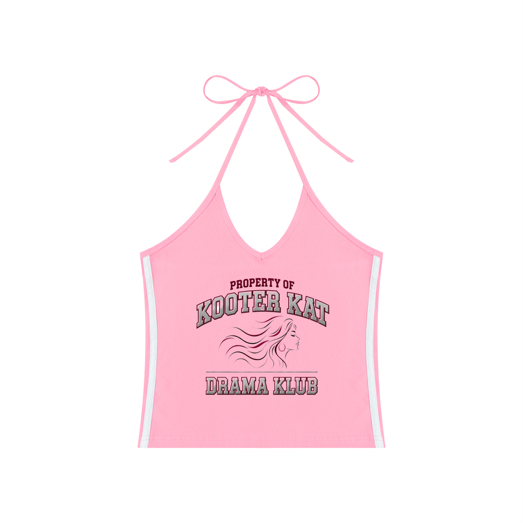 Drama Klub Color Block Halter Crop Tank Top