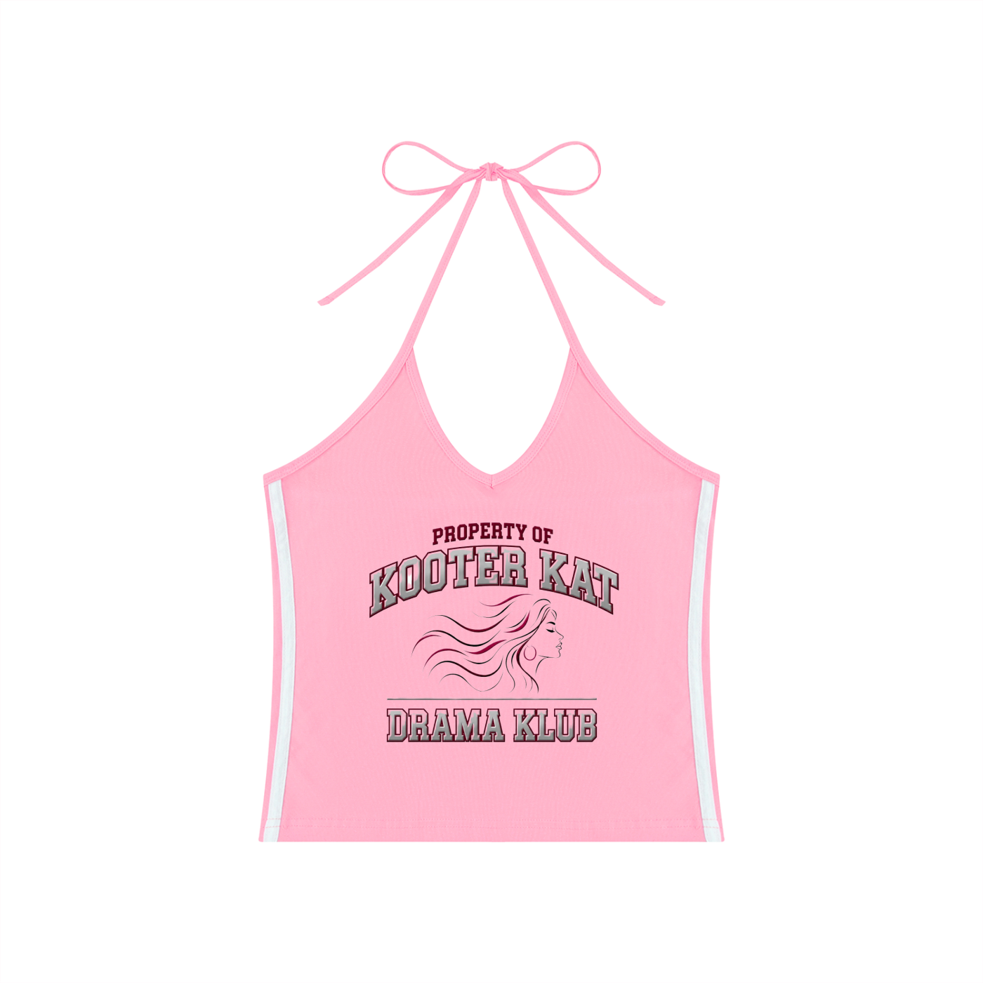 Drama Klub Color Block Halter Crop Tank Top