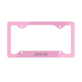 License Plate Frame — Pink Metal Car Tag Frame with Script Signature