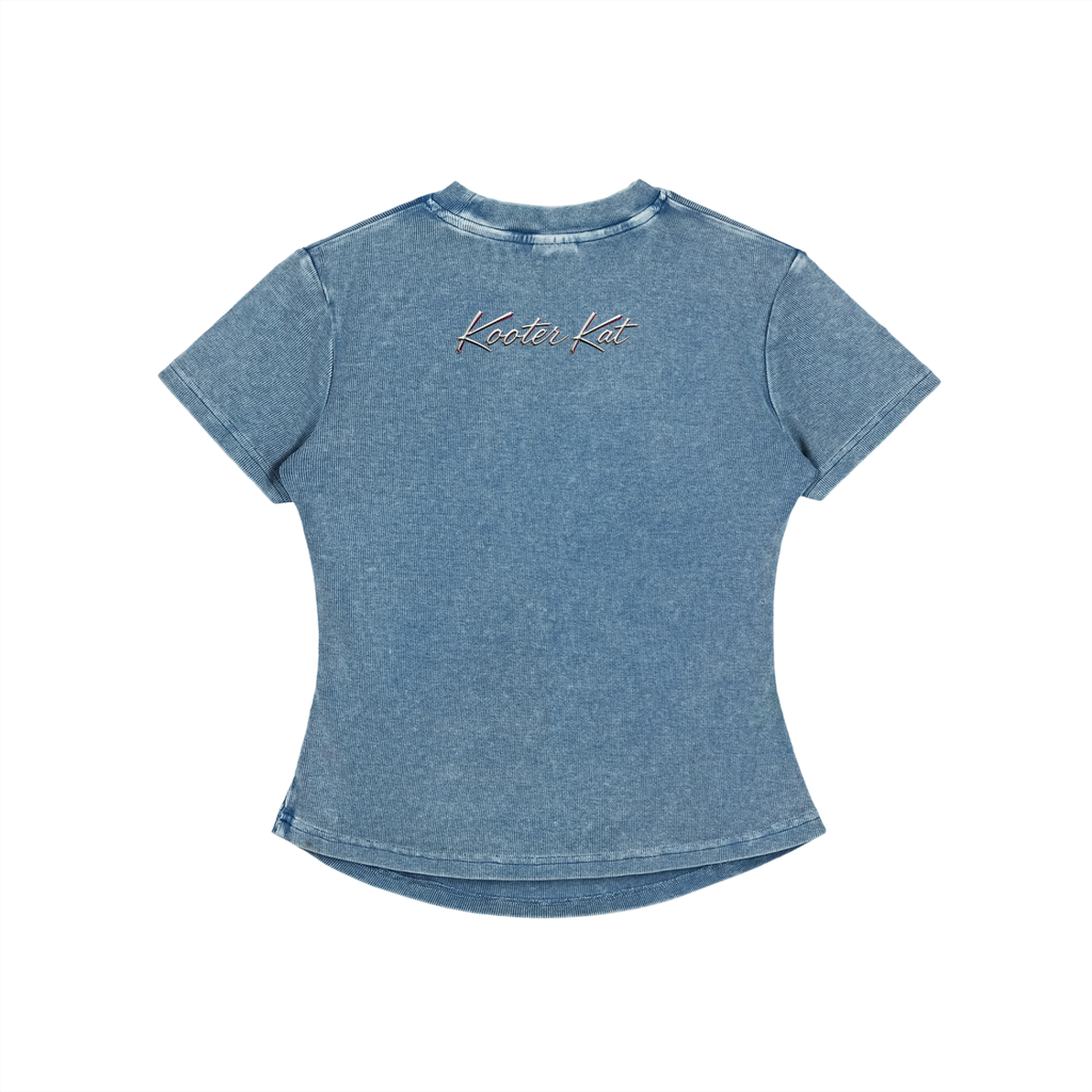 Kooter Kat Vintage Washed Bodycon Cotton T-Shirt