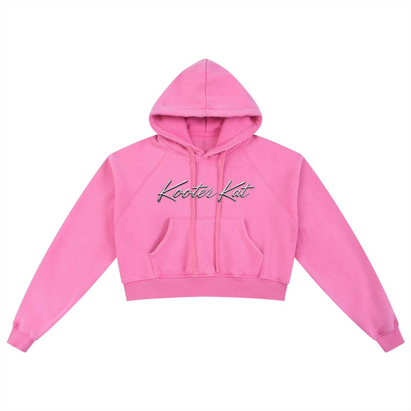 Kooter Kat Snow Washed Cropped Hoodie