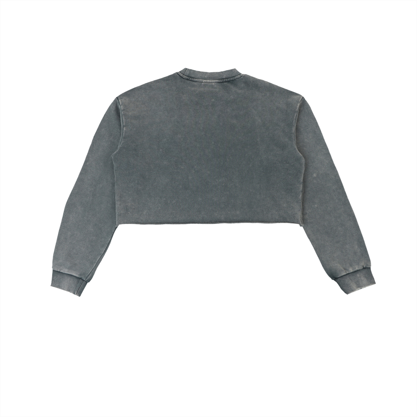 KKU Snow Washed Raw Edge Cropped Sweatshirt