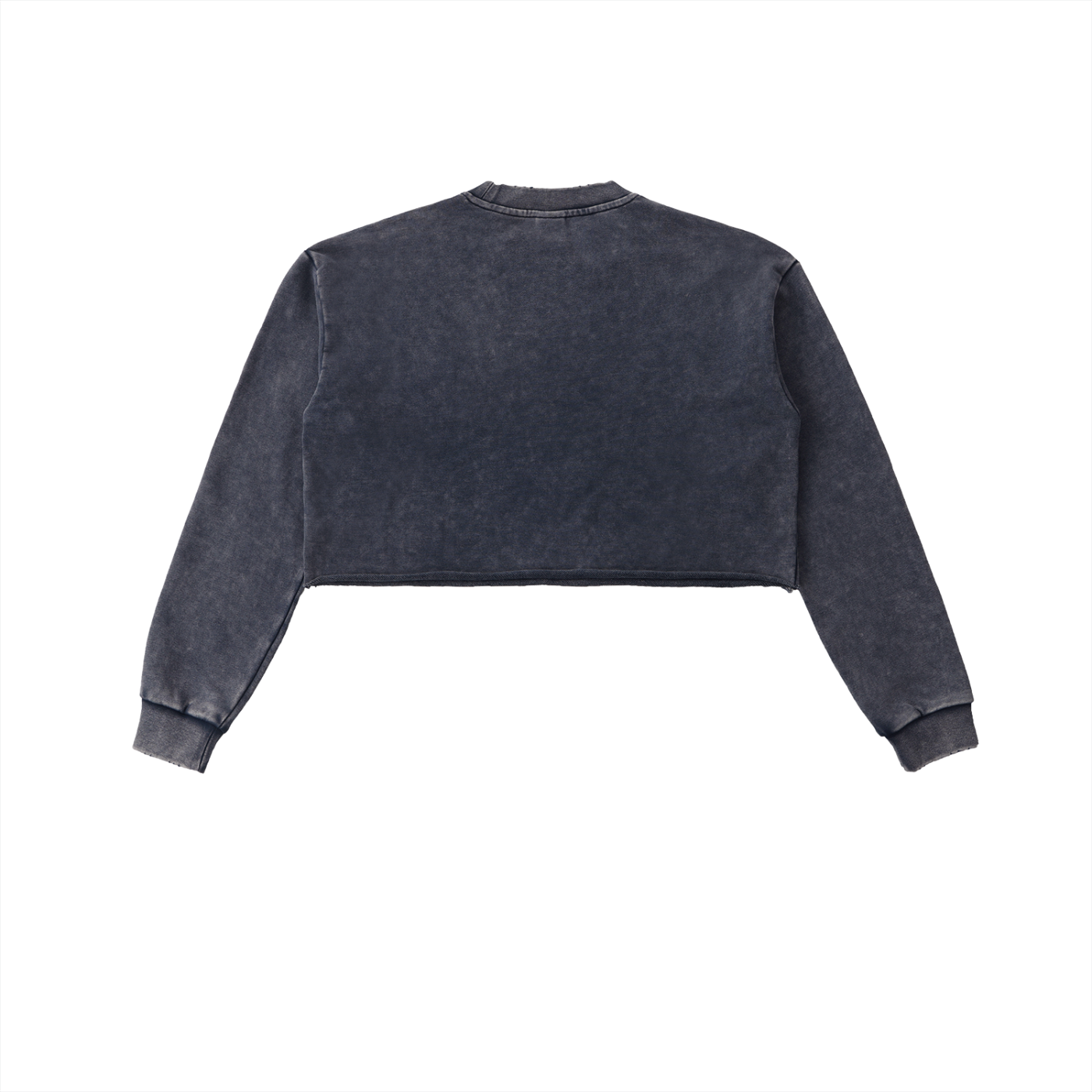 KKU Snow Washed Raw Edge Cropped Sweatshirt