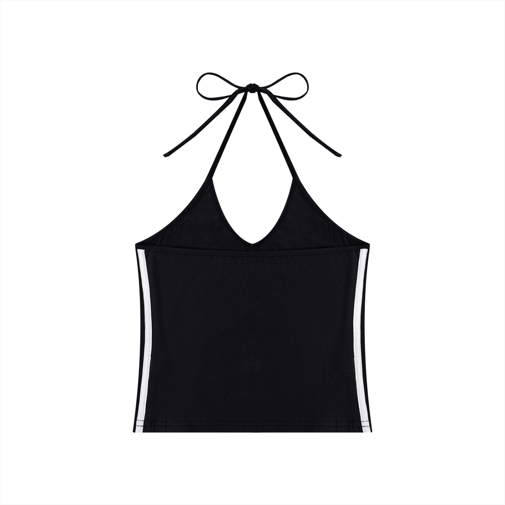 Drama Klub Color Block Halter Crop Tank Top