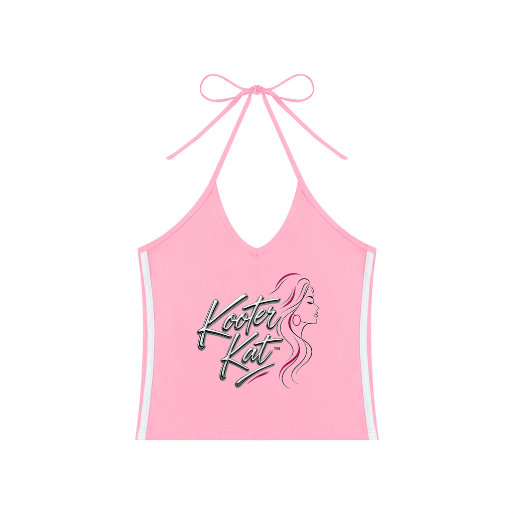 Kooter Kat Color Block Halter Crop Tank Top