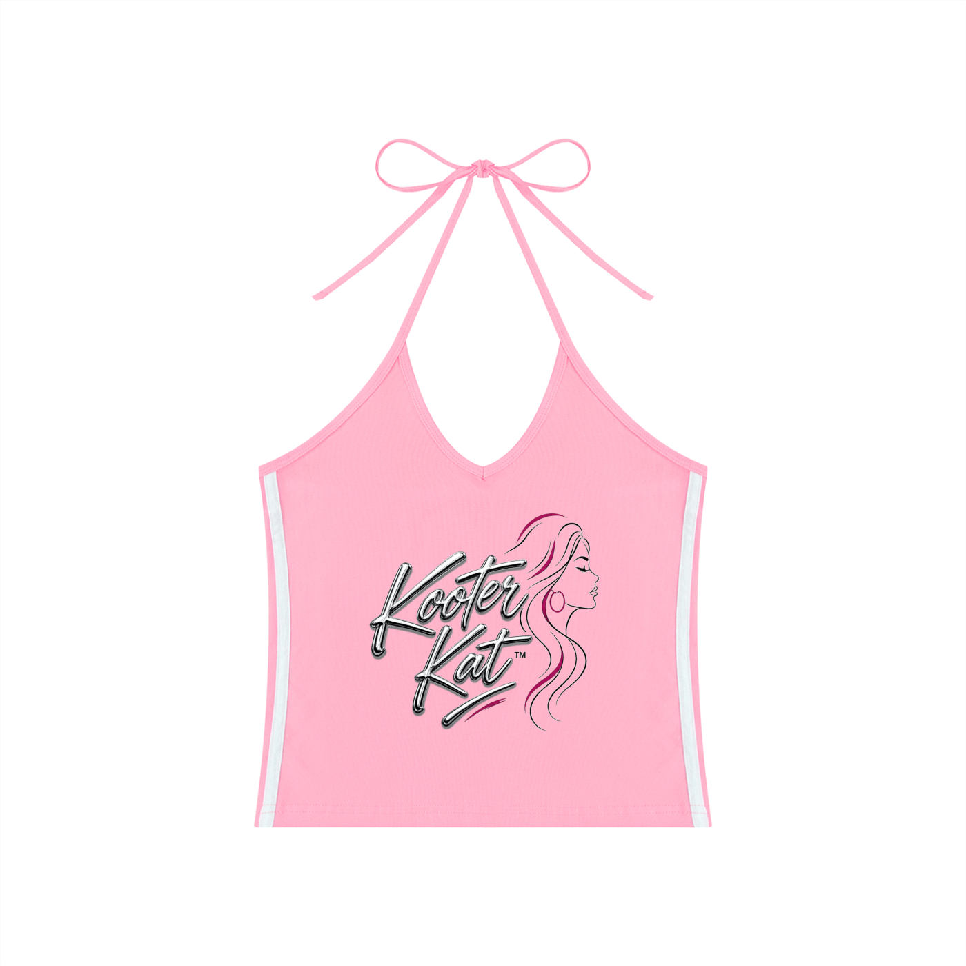 Kooter Kat Color Block Halter Crop Tank Top