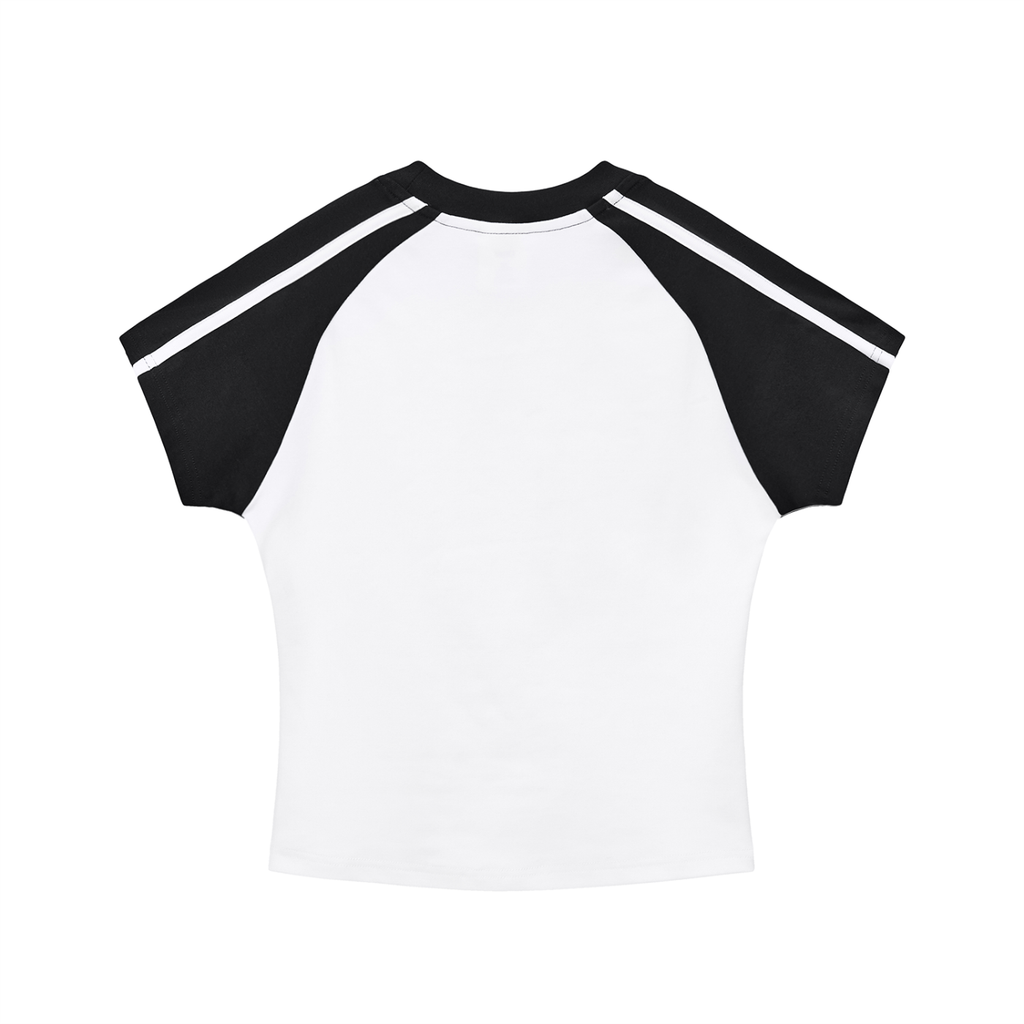 Kooter Kat Contrast Stripes Bodycon Raglan  Sleeve T-Shirt
