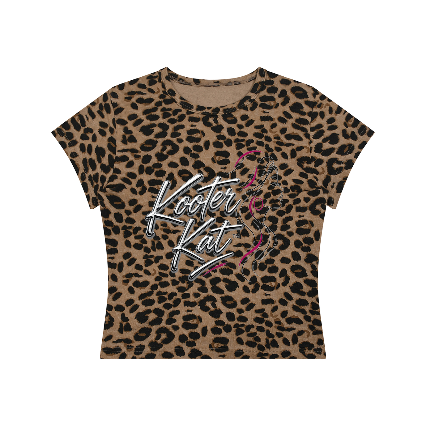 Kooter Kat Leopard Print Crop T-Shirt