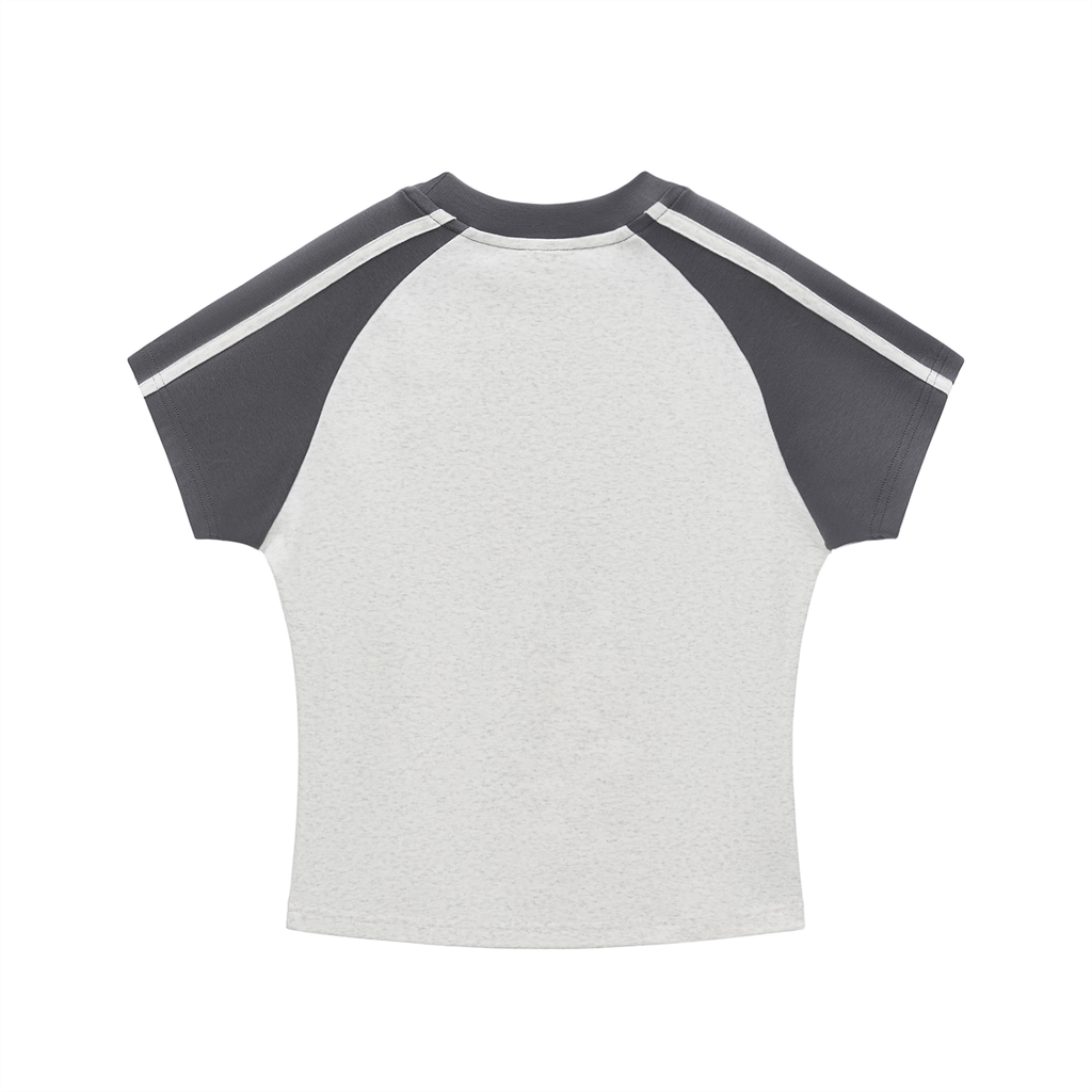 Kooter Kat Contrast Stripes Bodycon Raglan  Sleeve T-Shirt