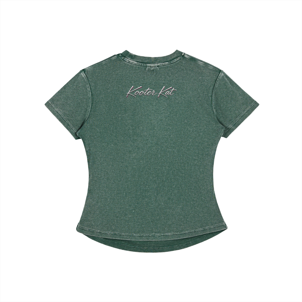 Kooter Kat Vintage Washed Bodycon Cotton T-Shirt