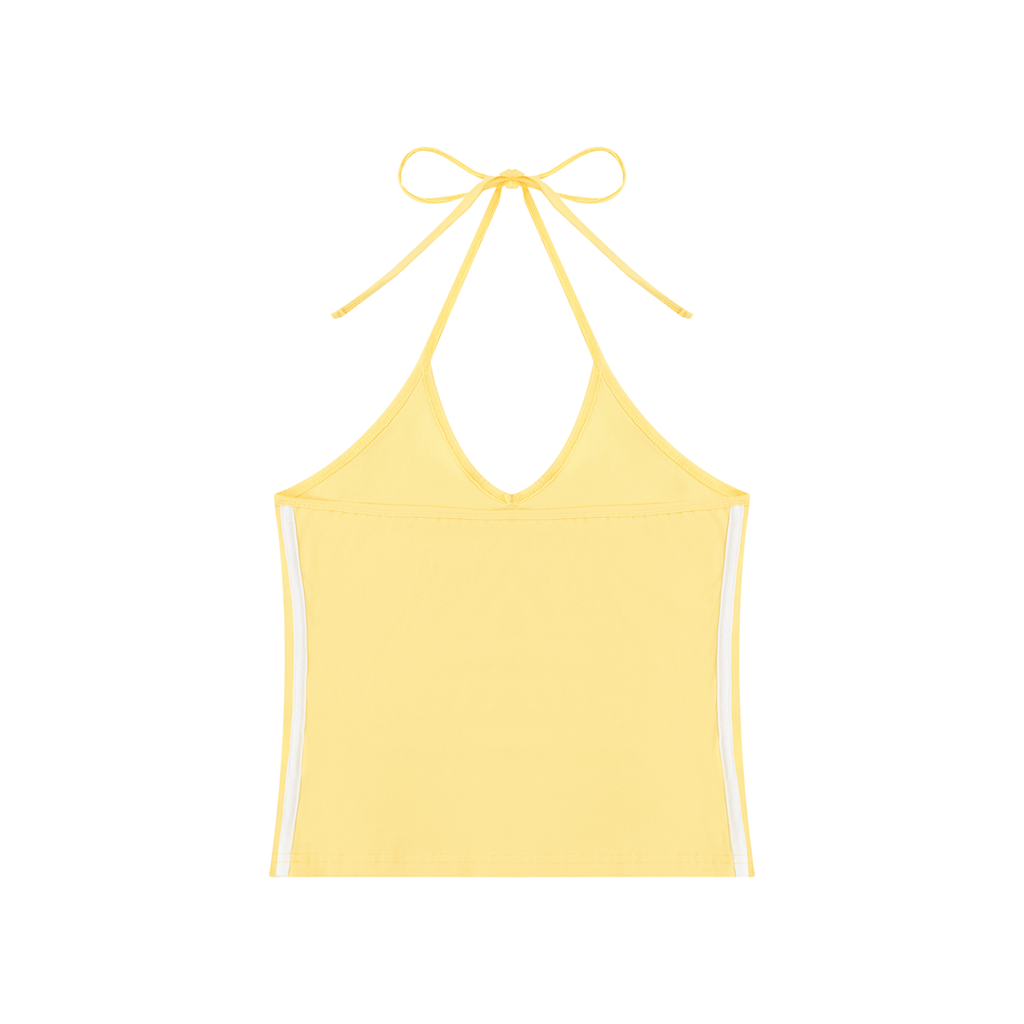 Drama Klub Color Block Halter Crop Tank Top