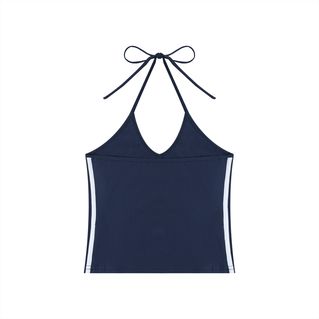 KKU Color Block Halter Crop Tank Top