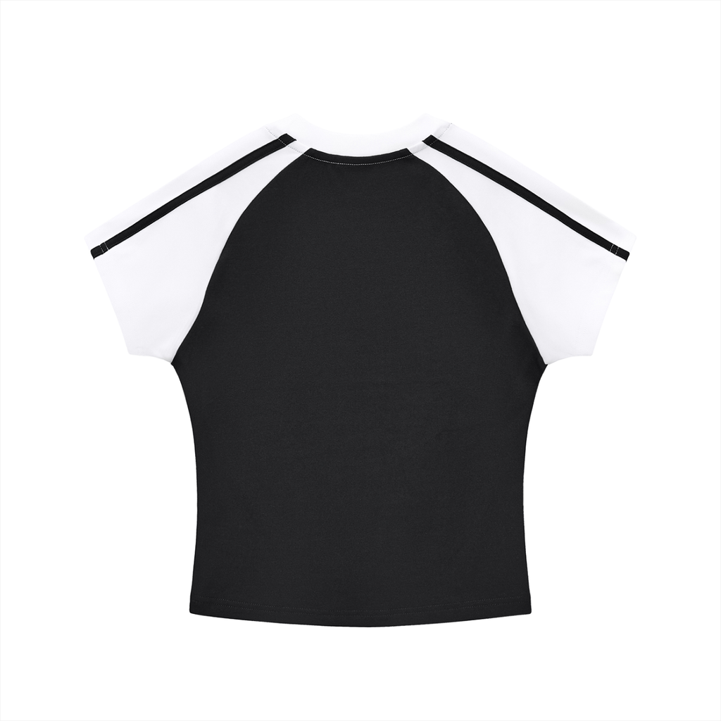 Kooter Kat Contrast Stripes Bodycon Raglan  Sleeve T-Shirt