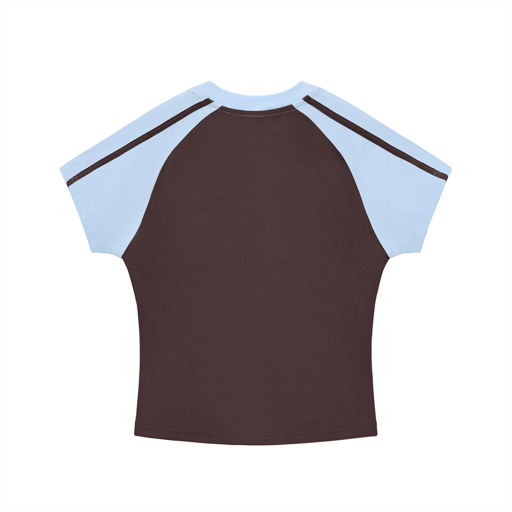 Kooter Kat Contrast Stripes Bodycon Raglan  Sleeve T-Shirt