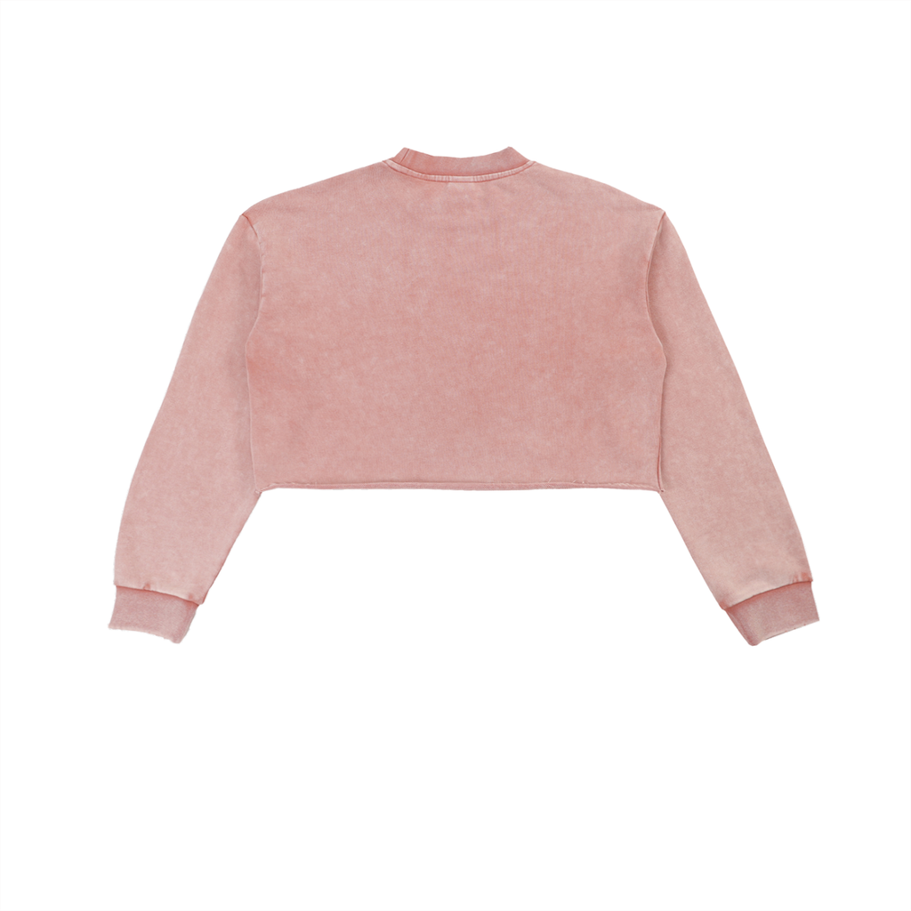 KKU Snow Washed Raw Edge Cropped Sweatshirt